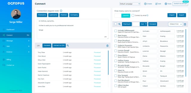 octopus crm linkedin scraper features