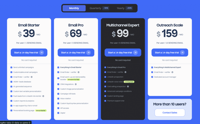 lemlist linkedin scraper pricing