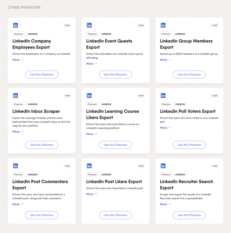 phantombuster linkedin scraper features