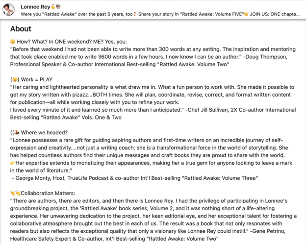LinkedIn summary examples testimonials