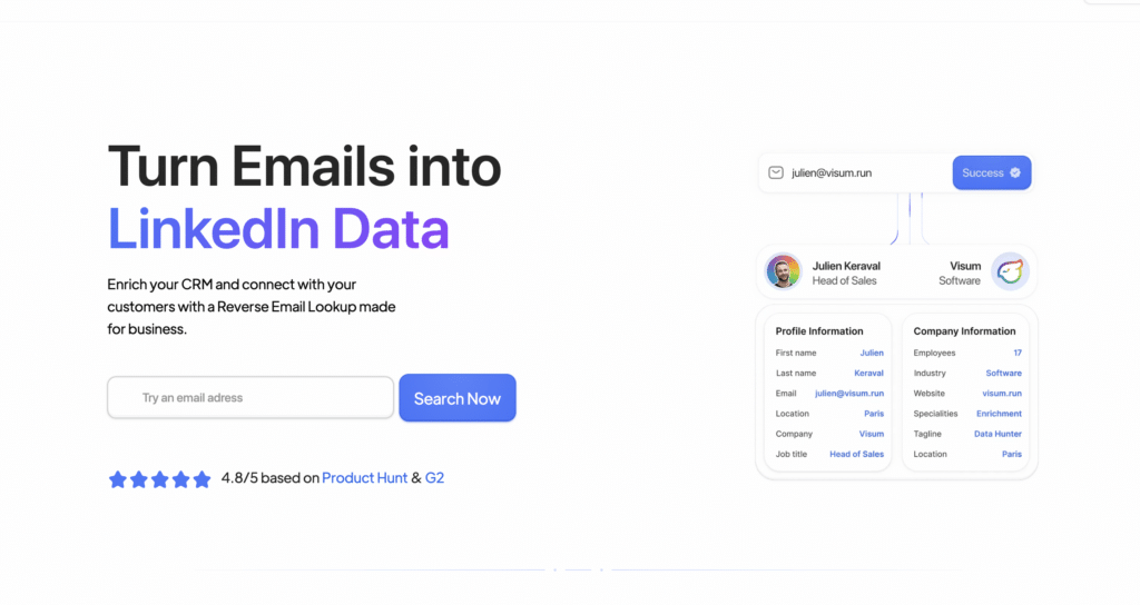 reverse contact to find linkedin from email