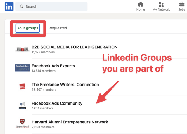 encontrar os meus grupos do linkedin