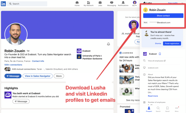 trouver les e-mails pour le suivi