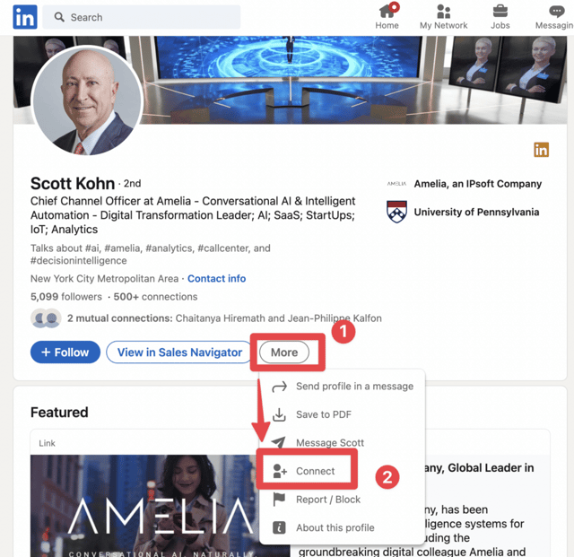 envoyer une demande de connexion LinkedIn pour suivi 