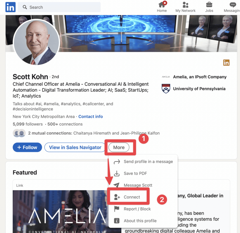 send linkedin connection request follow up