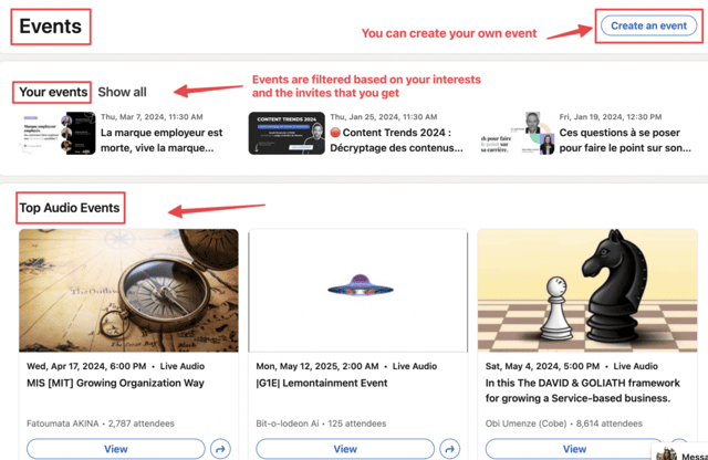 linkedin events and webinars