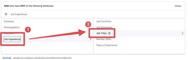 target job titles linkedin ads