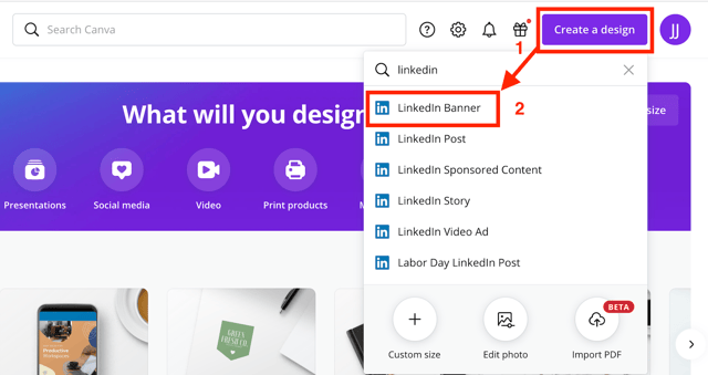 create linkedin banner canva