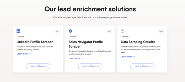 solutions d'enrichissement de données de phantombuster