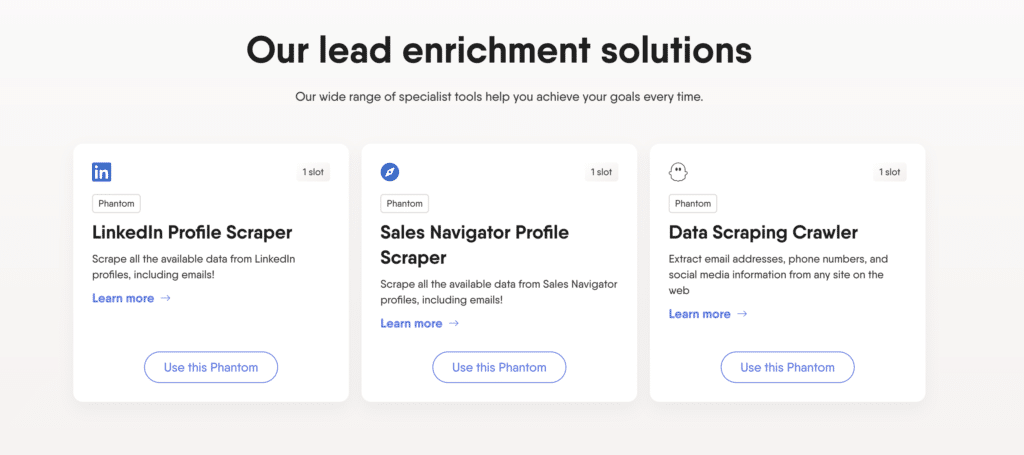 phantombuster data enrichment solutions