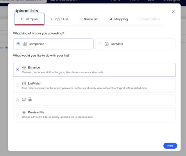 zoominfo upload lead and company leads to enrich with missing data