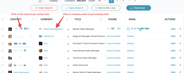 uplead contact data dashboard