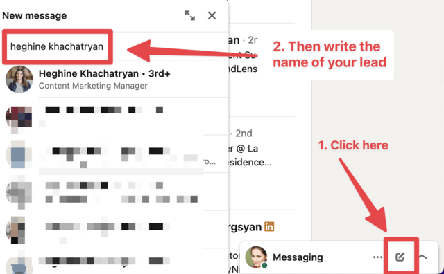 enviar un inmail directamente haciendo clic en el botón de enviar mensaje de linkedin