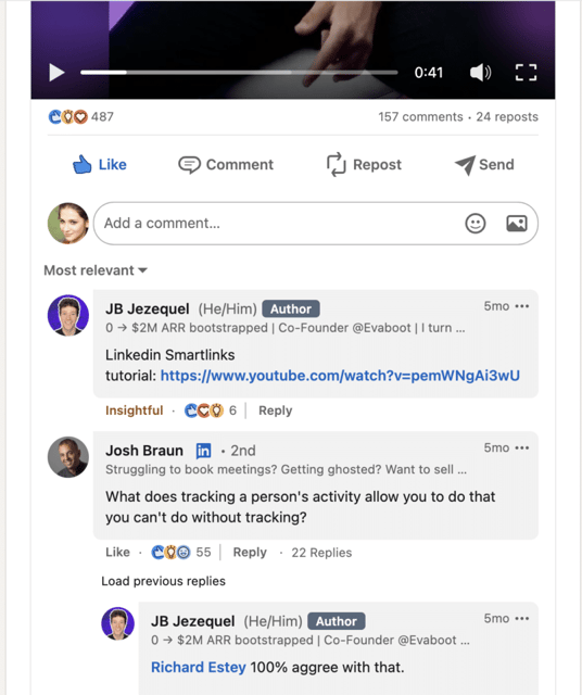 vuelve a dirigirte a quienes comentaron tu publicación de linkedin