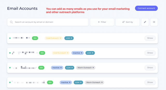 warmed up email lists with mailreach