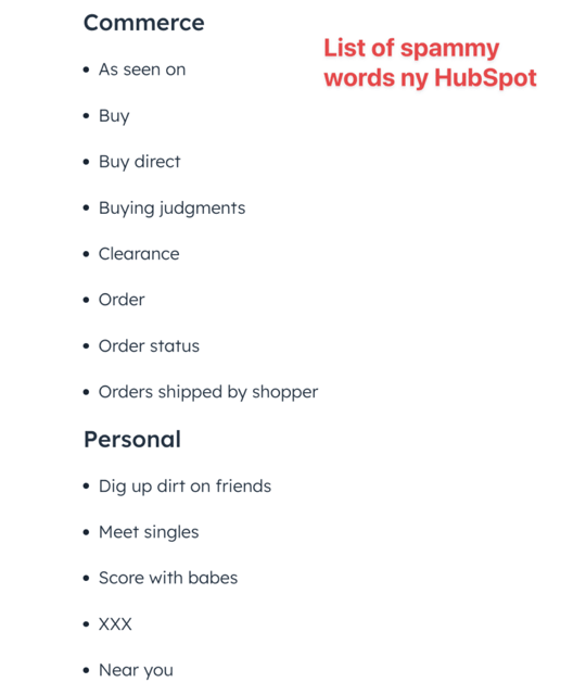 list of spammy words