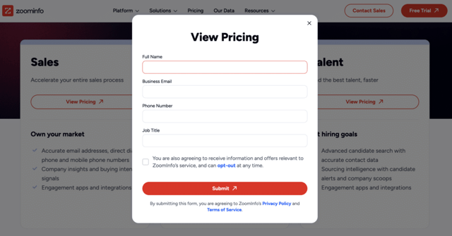 zoominfo pricing details