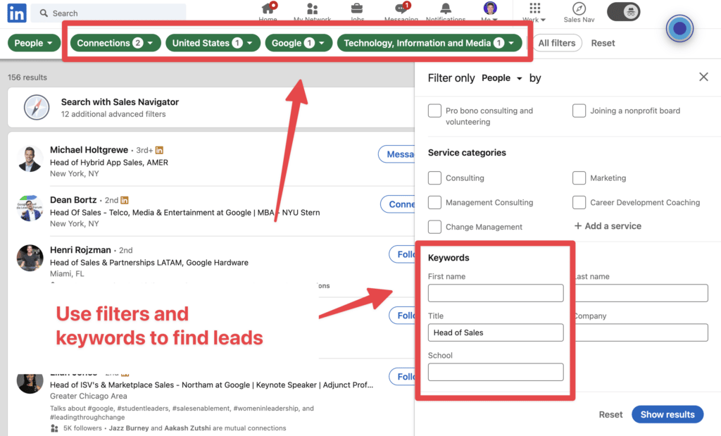 linkedin prospecting search engine