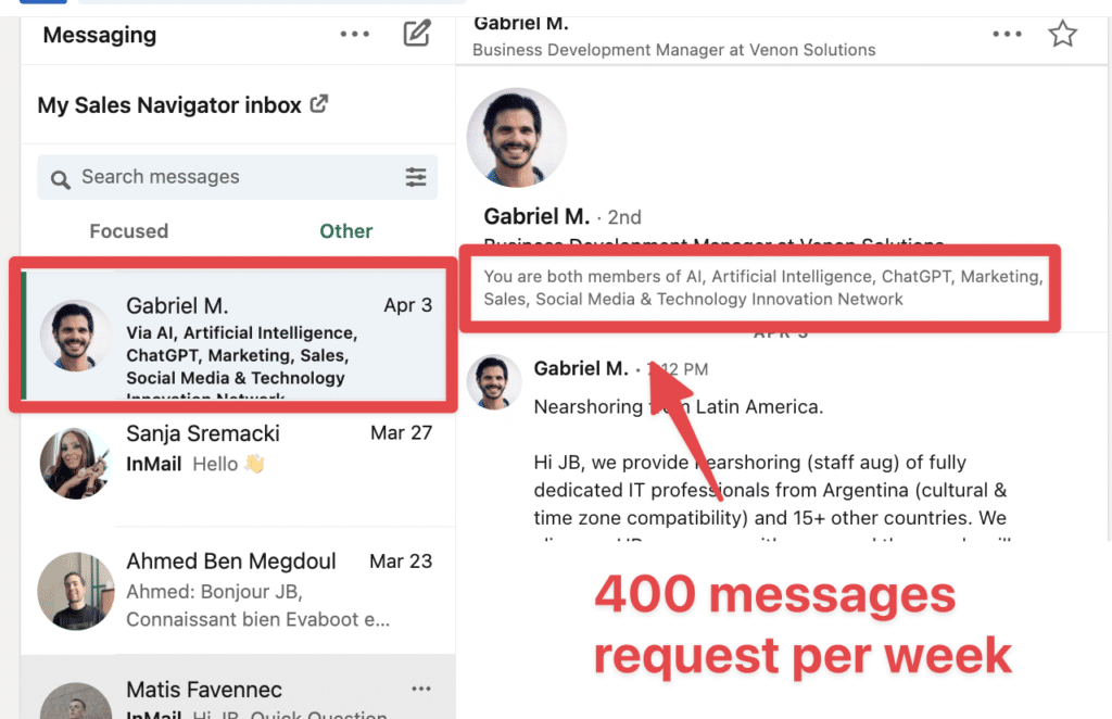 Limit für LinkedIn-Nachrichtenanfragen