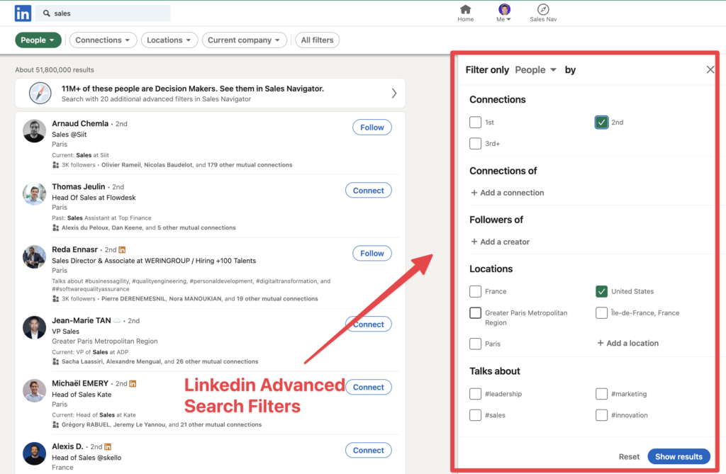 linkedin advanced search