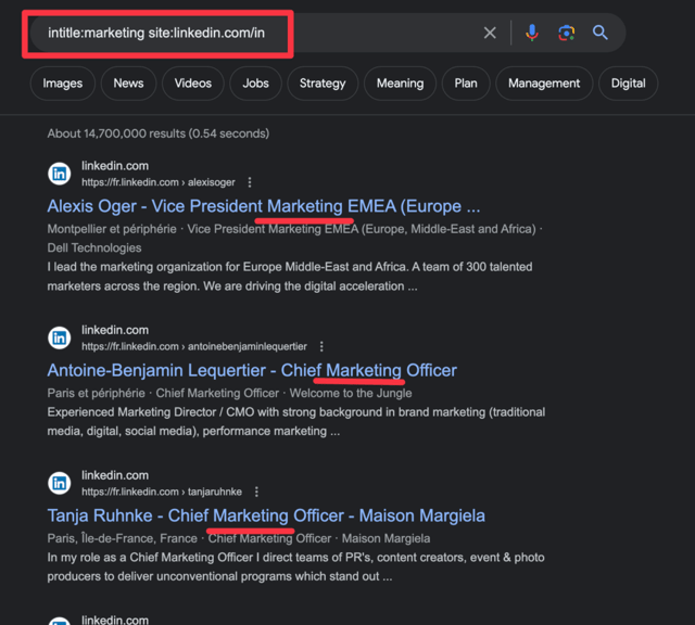 linkedin google advanced search title