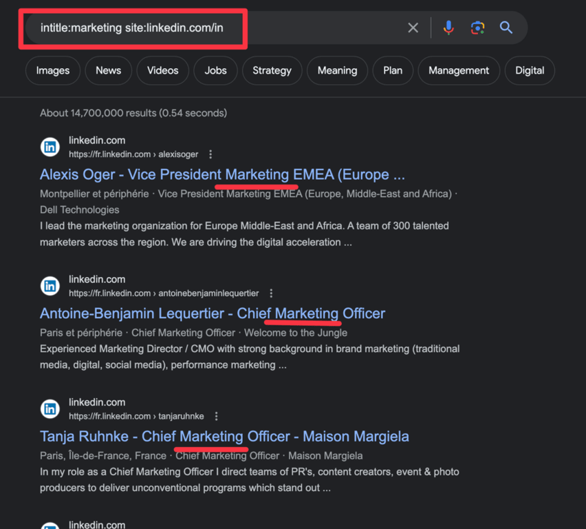linkedin google advanced search title