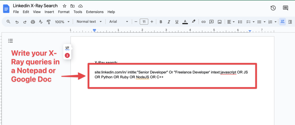 write x ray search