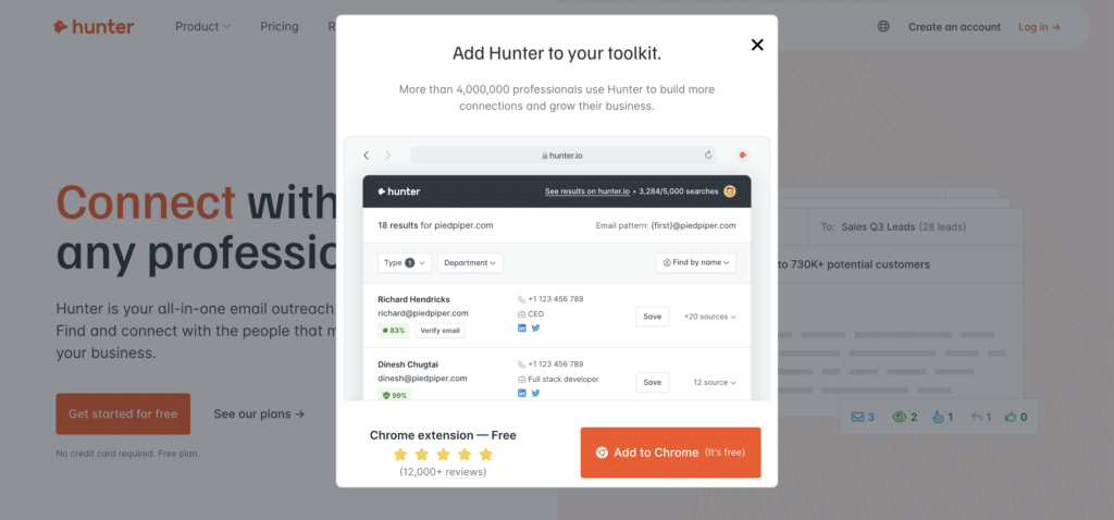 hunter.io email search enginge tool