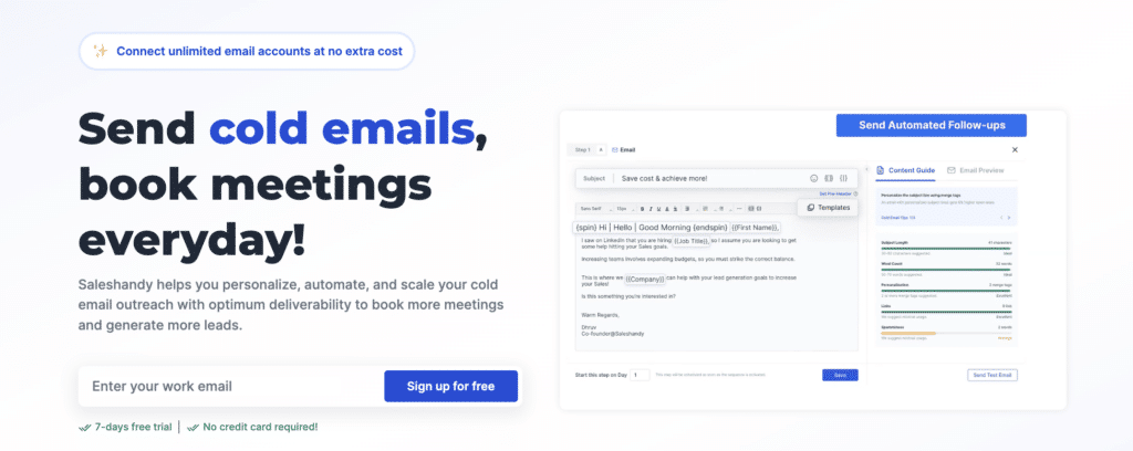 saleshandy cold email and meeting scheduling software 