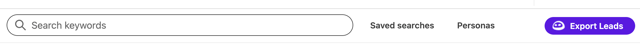 Wiza's Sales Navigator search bar with the Export Leads button used to send search results to the Wiza dashboard