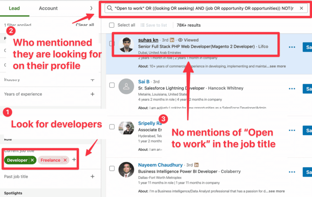 filtre par mot-clé activé linkedin sales navigator