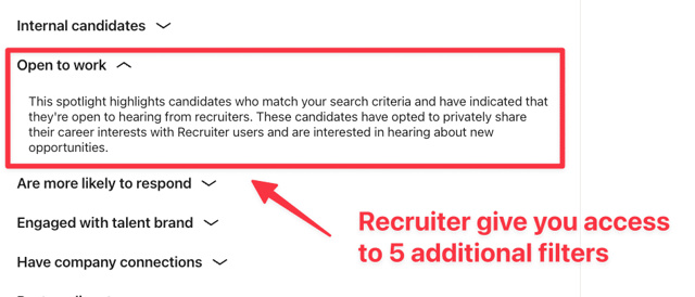 passer aux filtres avancés de linkedin recruiter 