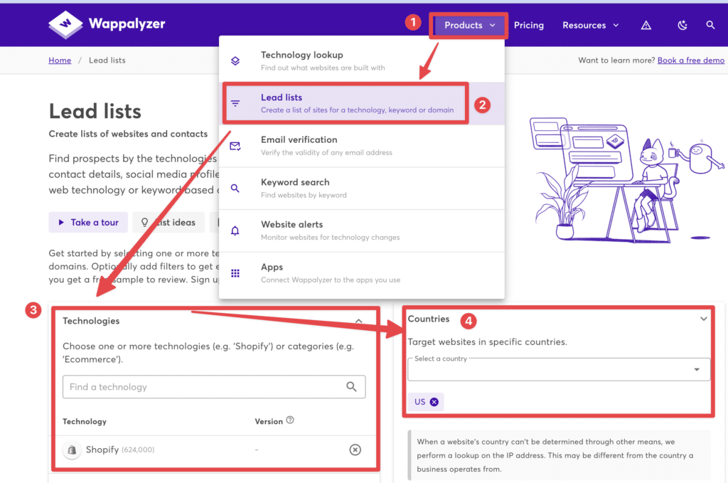 find technologies website with wappalyzer