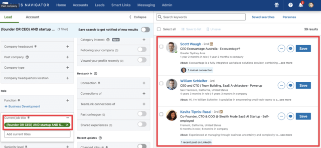 recherche booléenne sur LinkedIn Sales Navigator