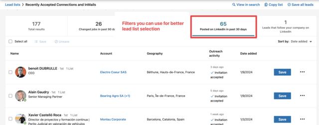 ajoutez des listes de comptes à vos recherches de prospects sur LinkedIn Sales Navigator