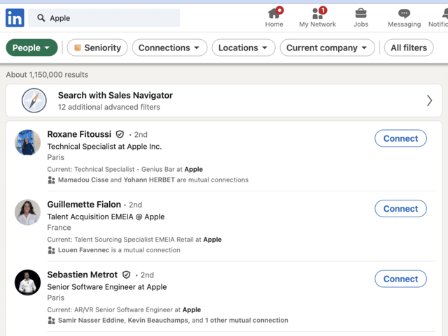trouvez des décideurs avec la barre de recherche gratuite LinkedIn