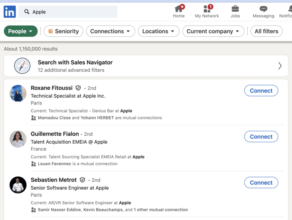 find decision-makers with linkedin free search bar