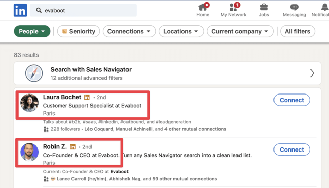 trouver qui travaille dans une entreprise sur linkedin et filtrer leurs données