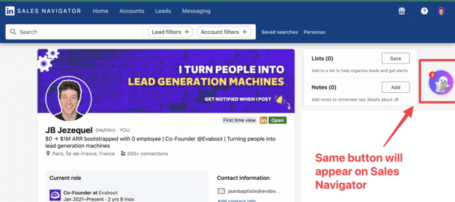 trouver un numéro de téléphone à partir de Sales Navigator avec l'extension Chrome