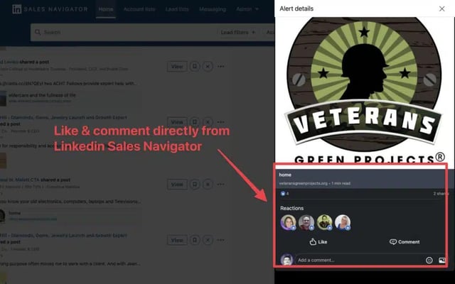 like comment post from sales navigator 