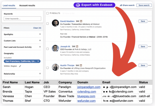 sales navigator csv export