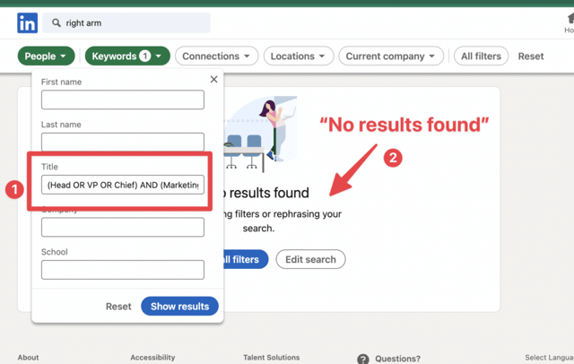 linkedin boolean search limit 1