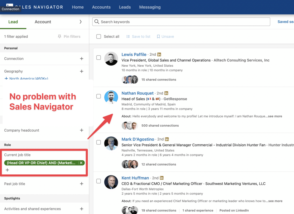 sales navigator boolean search