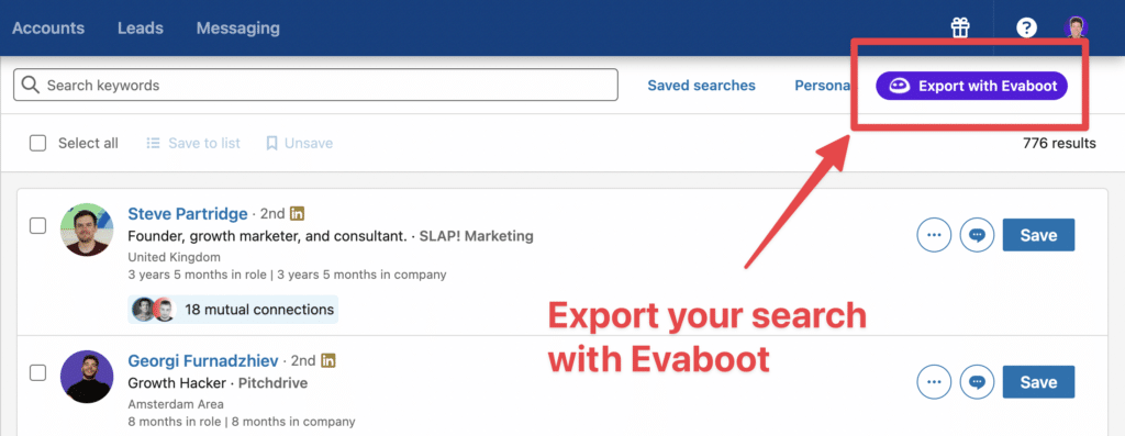 export linkedin sales navigator lead lists