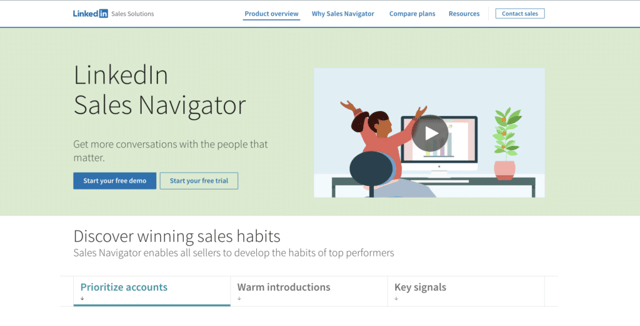 LinkedIn Sales Navigator b2b sales tool