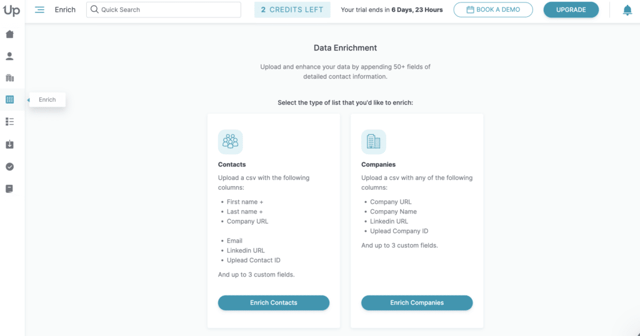 upload contact and company data to uplead