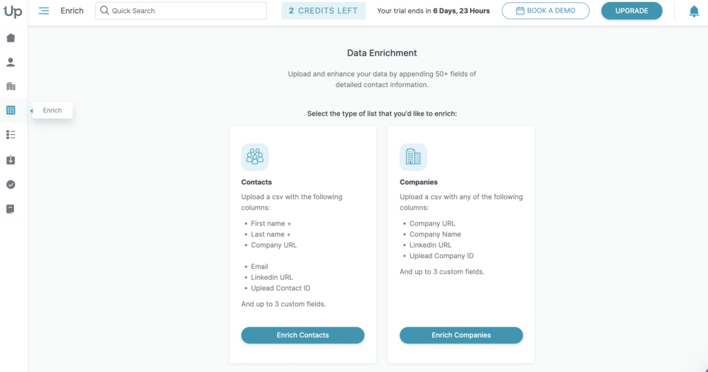 upload contact and company data to uplead