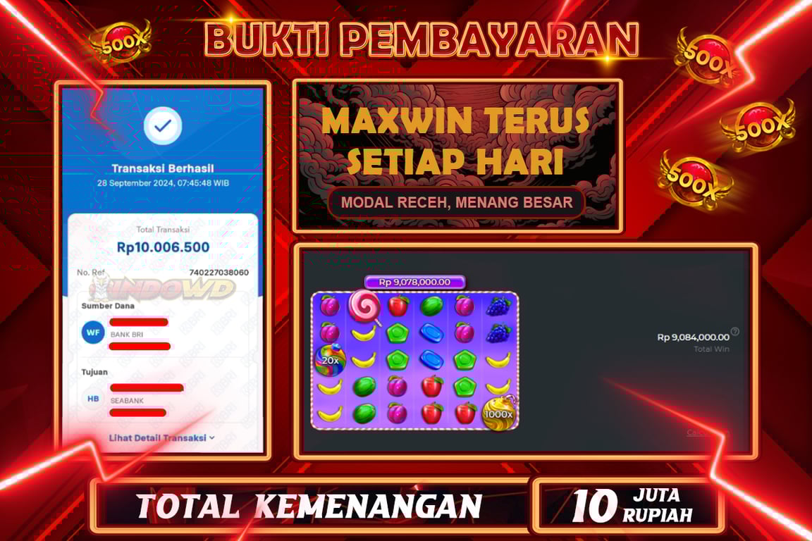 INDOWD JACKPOT SLOT SWEET BONANZA 1000 Rp.10.000.000,- LUNAS