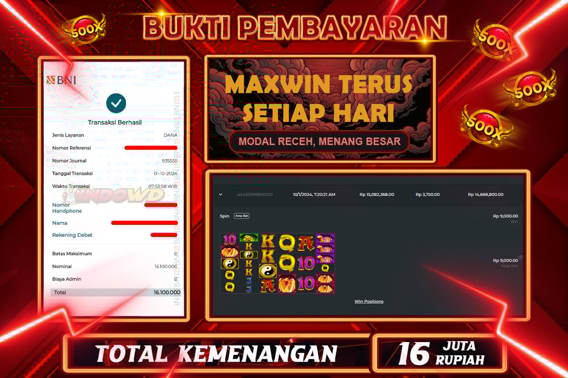 INDOWD JACKPOT SLOT WILD BOUNTY SHOWDOWN Rp.16.000.000,- LUNAS