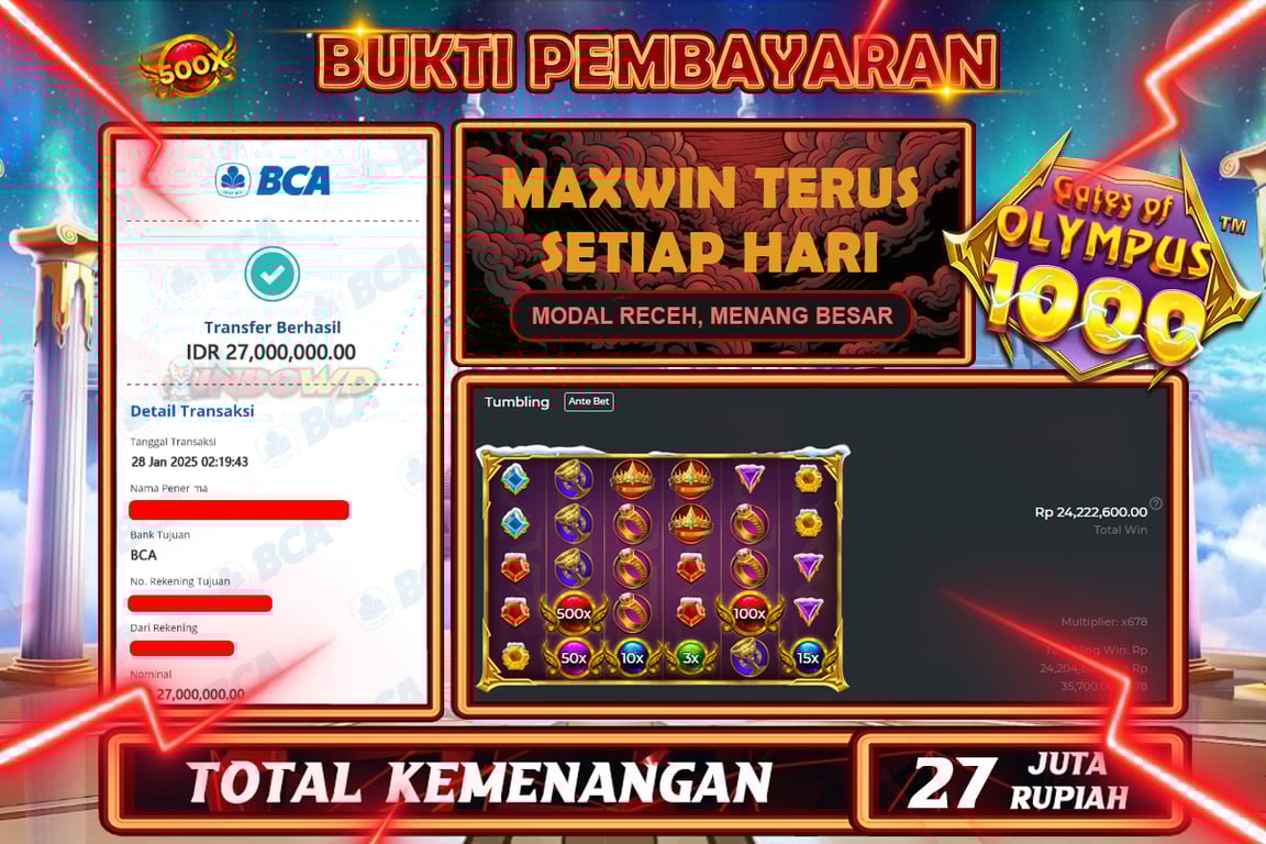 INDOWD JACKPOT SLOT GATES OF OLYMPUS X MAS Rp27.000.000,- LUNAS